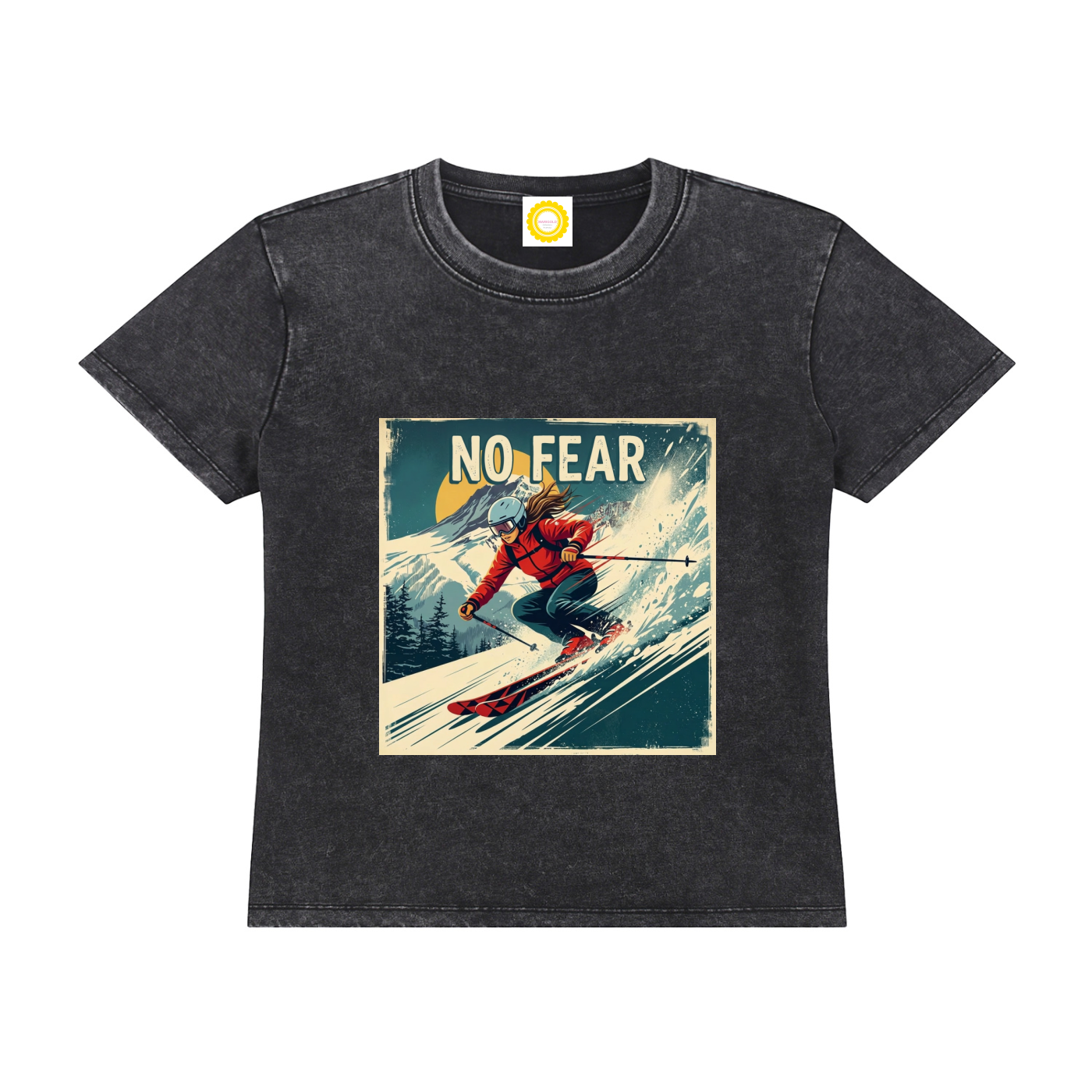 'NO FEAR' ski Vintage Wash Drop Shoulder T-shirt