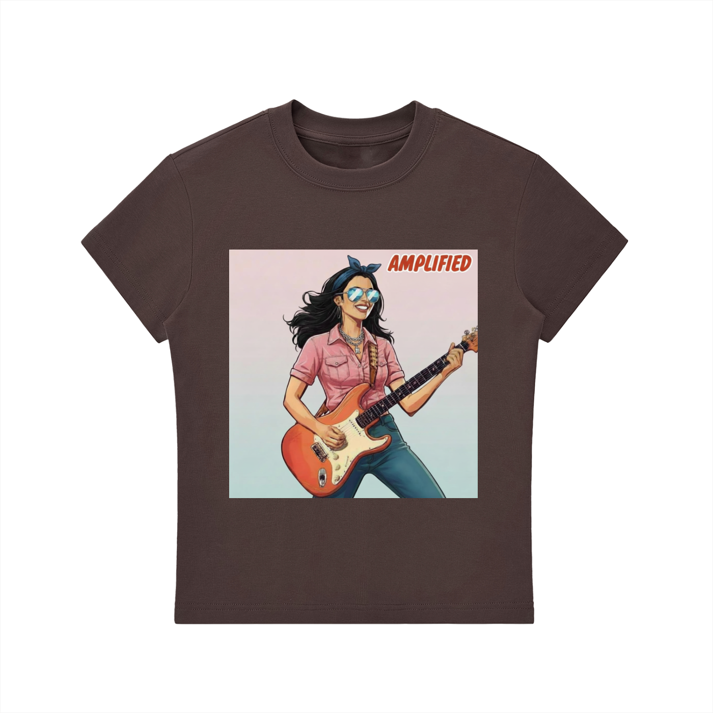 'AMPLIFIED' Essential Bodycon Crewneck T-Shirt
