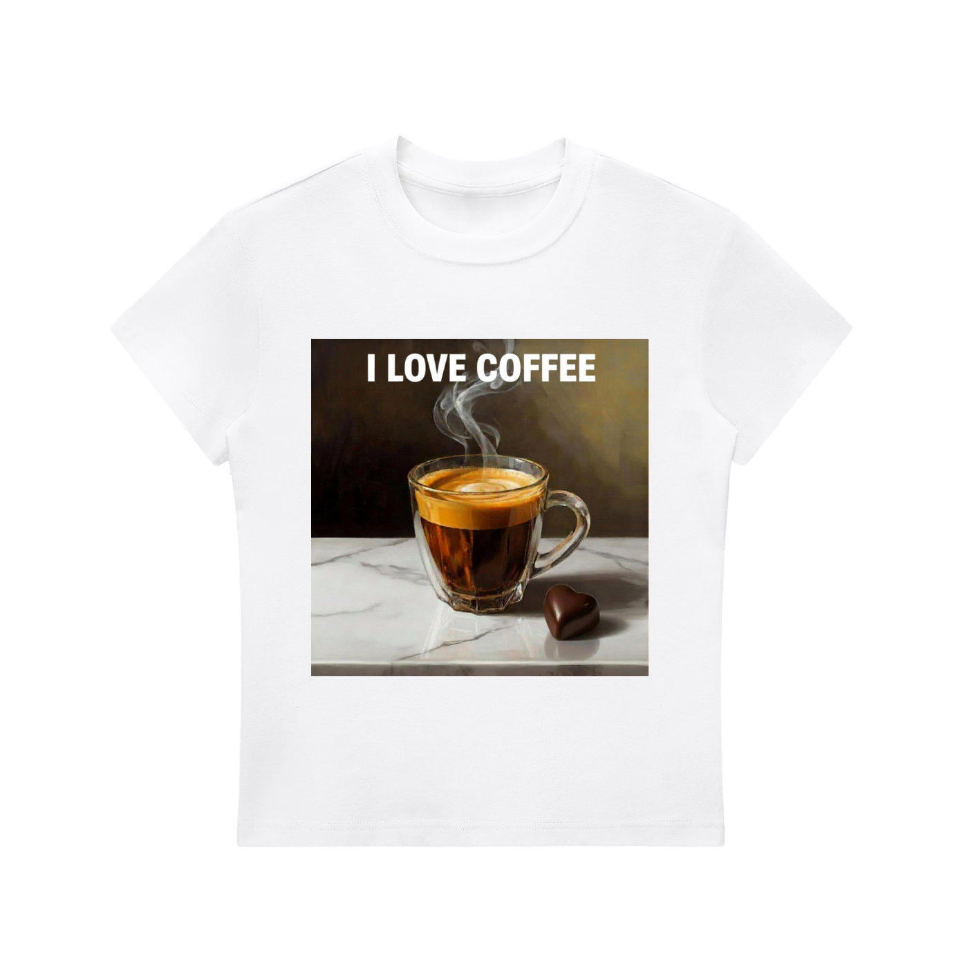 'I LOVE COFFEE' Essential Bodycon Crewneck T-Shirt - MARIGOLD COLLECTIONS AUSTRALIA