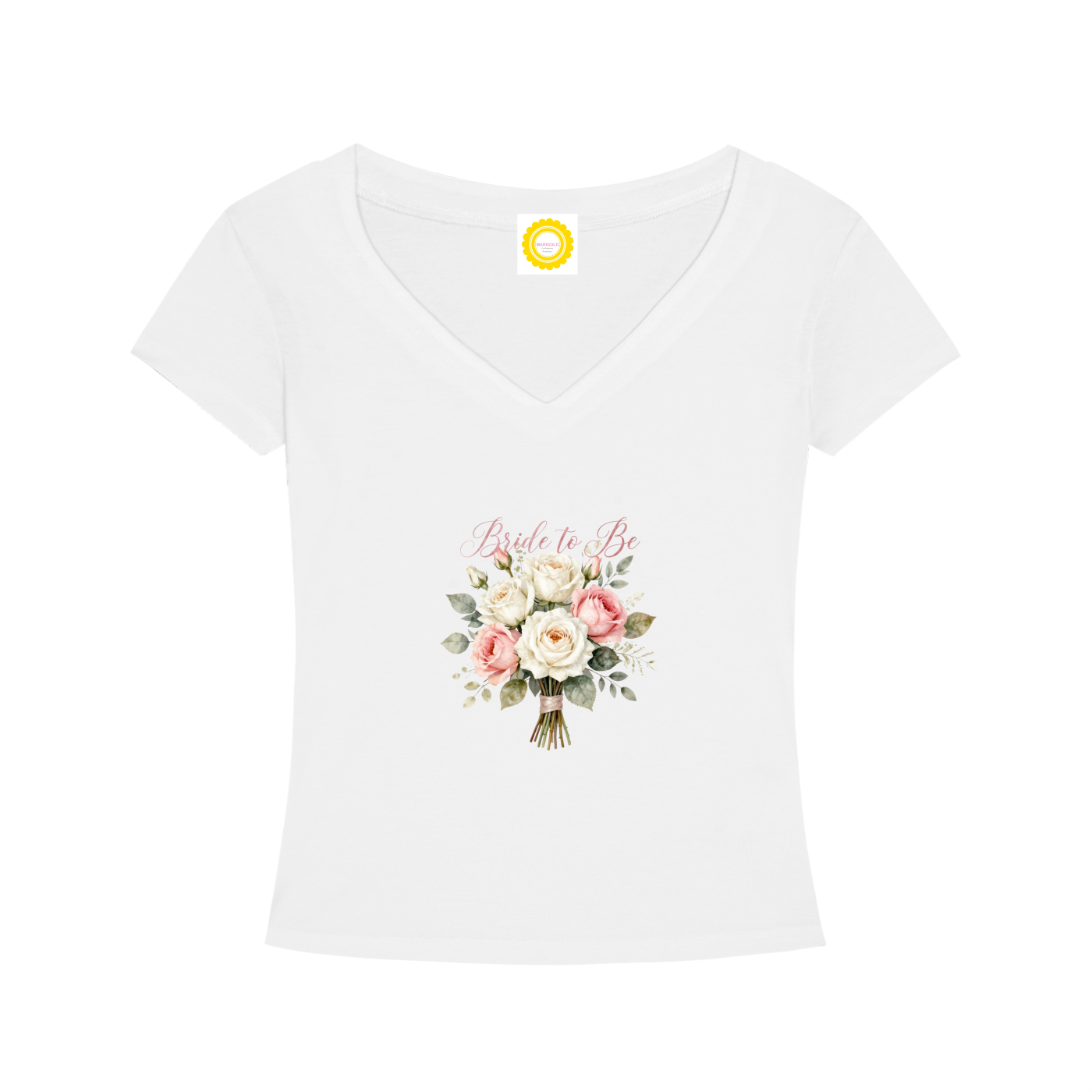 'Bride to be' Posy Tencel Slim Fit V-Neck T-Shirt - MARIGOLD COLLECTIONS AUSTRALIA