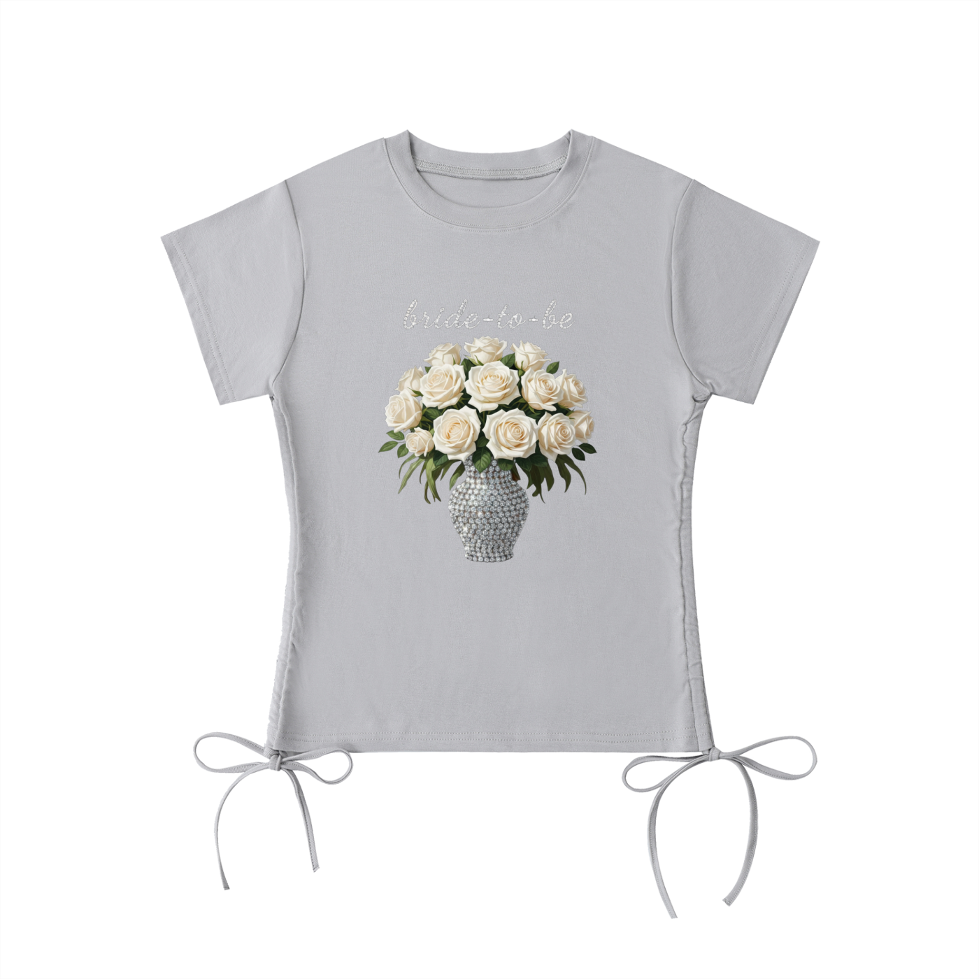 'bride-to-be' white roses & crystal Drawstring T-Shirt - MARIGOLD COLLECTIONS AUSTRALIA