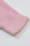 Pink Oversized Fold Over Sleeve Open Front Cardigan