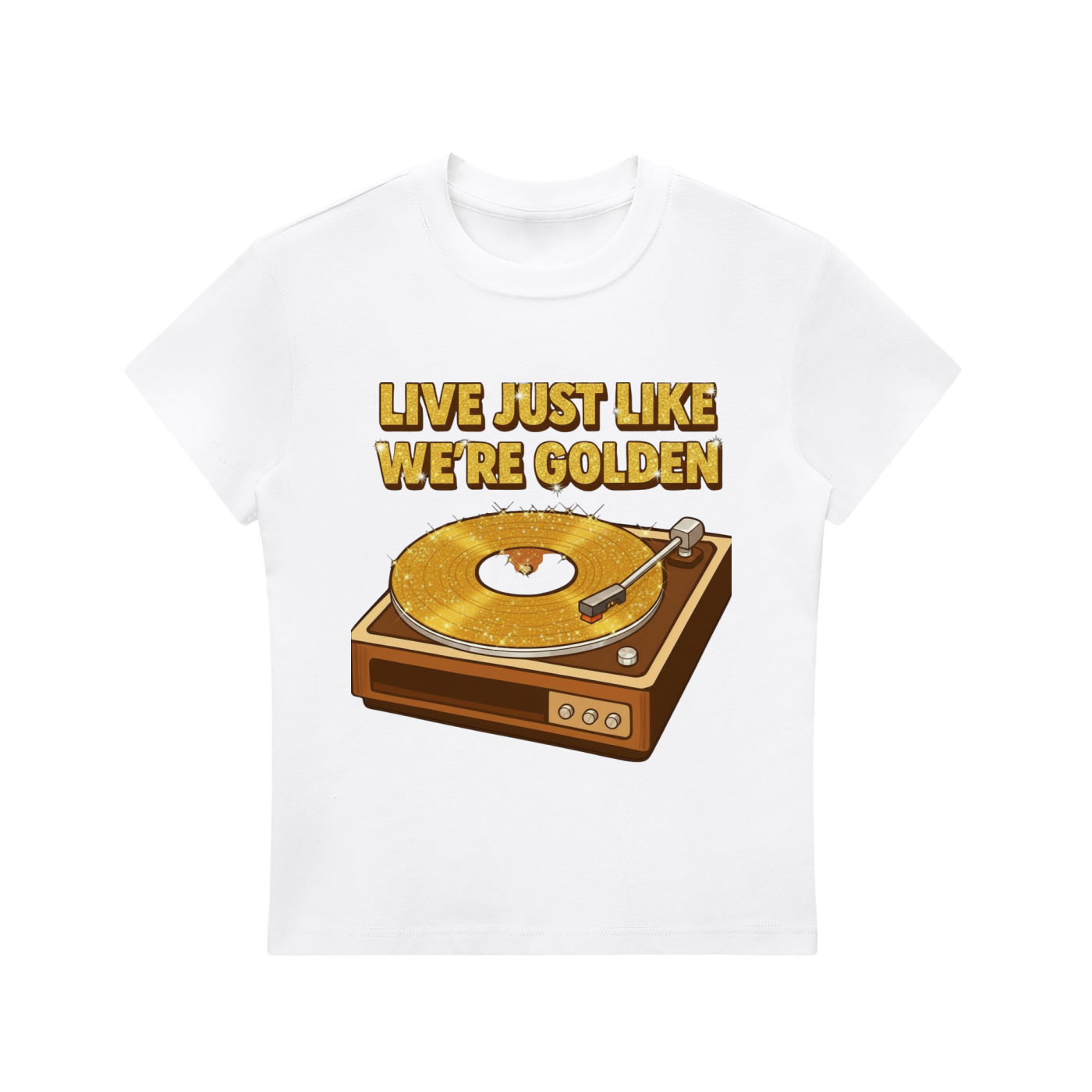 'LIVE JUST LIKE WE'RE GOLDEN' Essential Bodycon Crewneck T-Shirt
