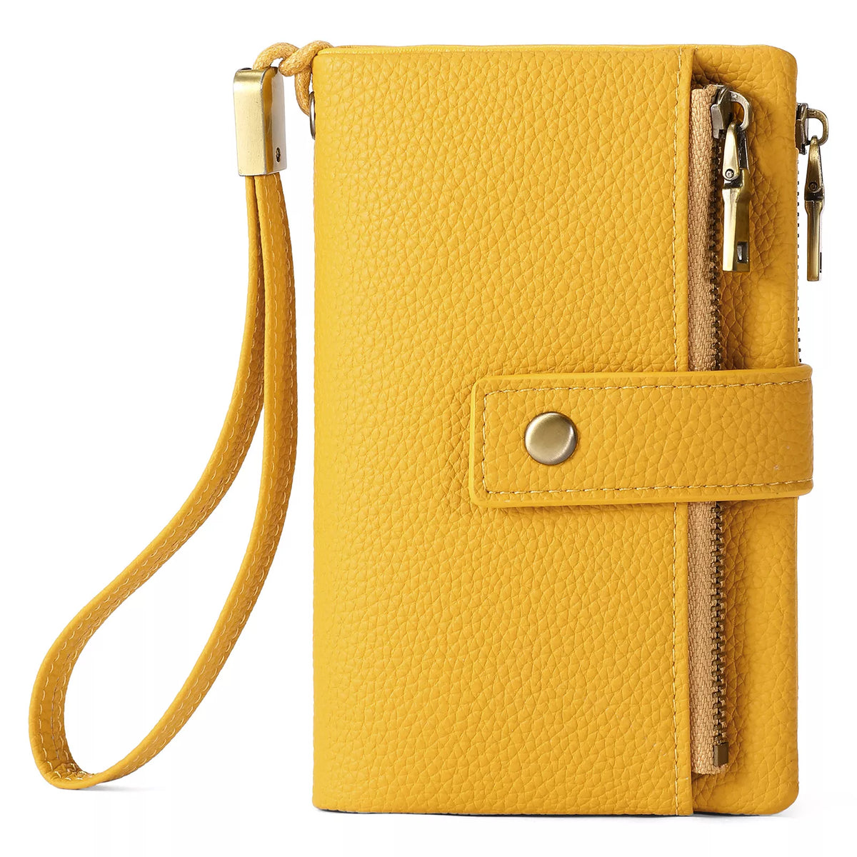 Vegan wristlet wallet in solid color from Marigold Collections Australia, compact bags wallet with wrist strap and minimalist design.