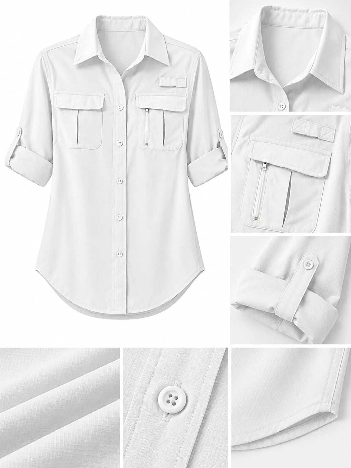 Marigold Collections Australia safari shirt with button-down front and roll-up sleeves, lightweight and stylish for casual wear.