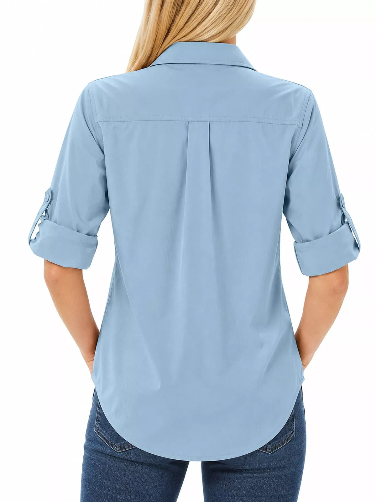 Marigold Collections Australia safari button-down shirt with roll-up sleeves, lightweight cotton, and classic khaki color.