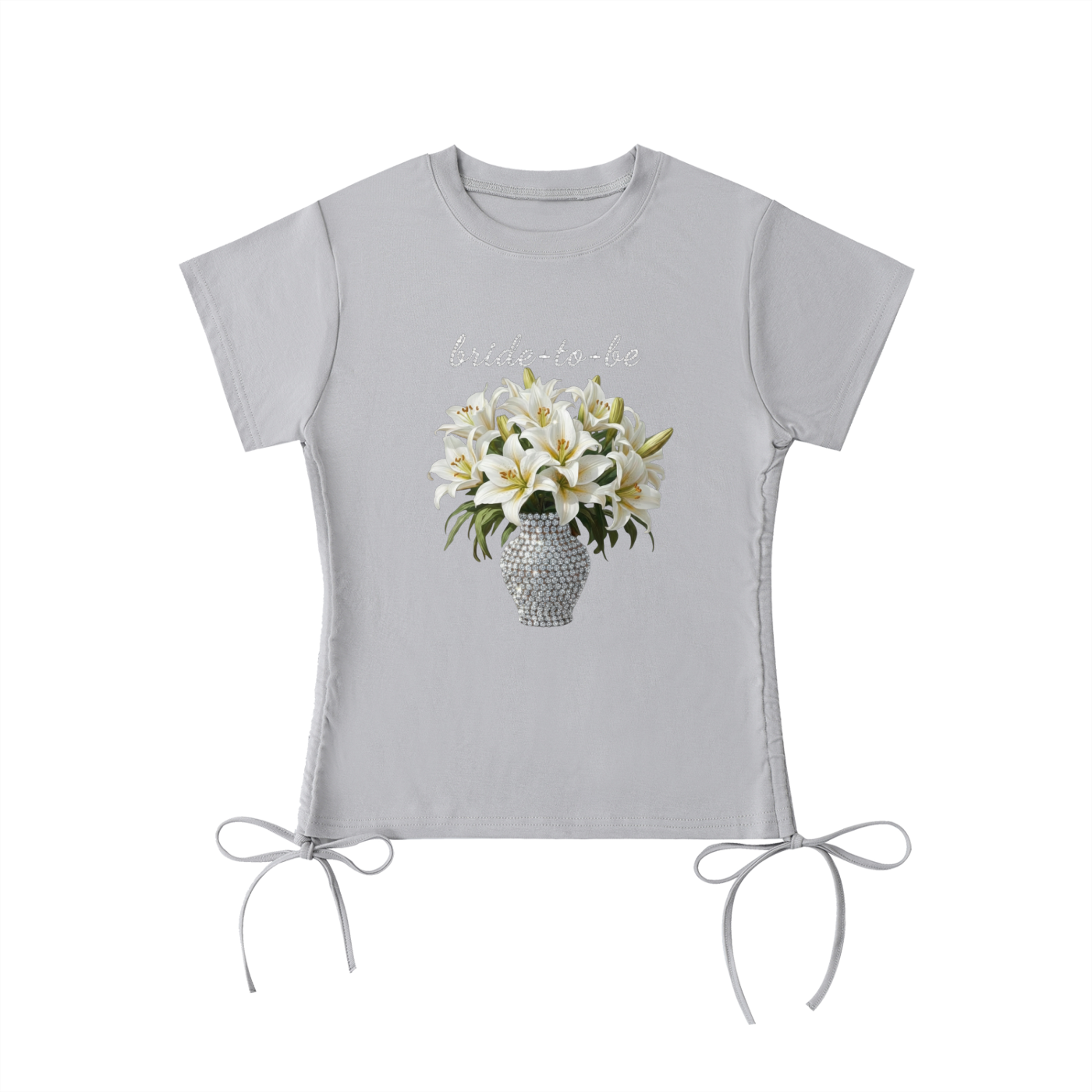 'bride-to-be' white lilies & crystal Drawstring T-Shirt - MARIGOLD COLLECTIONS AUSTRALIA