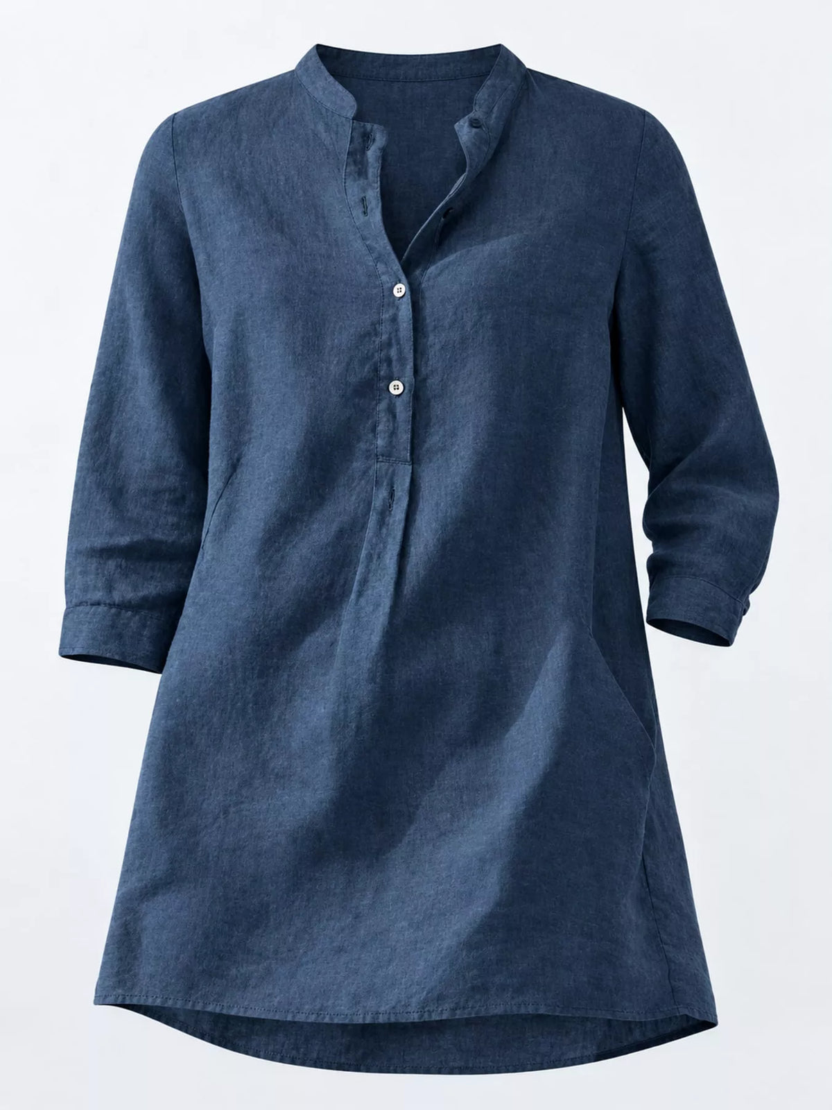 Marigold Collections Australia half button pocketed 3/4 sleeve blouse, stylish top with chest pockets and relaxed fit.