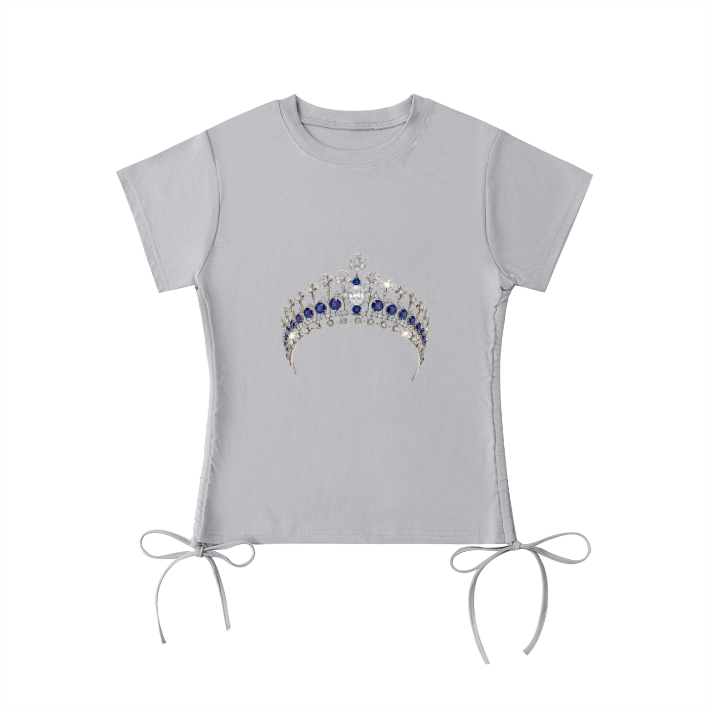 Sapphire Blue Tiara Print Drawstring T-Shirt