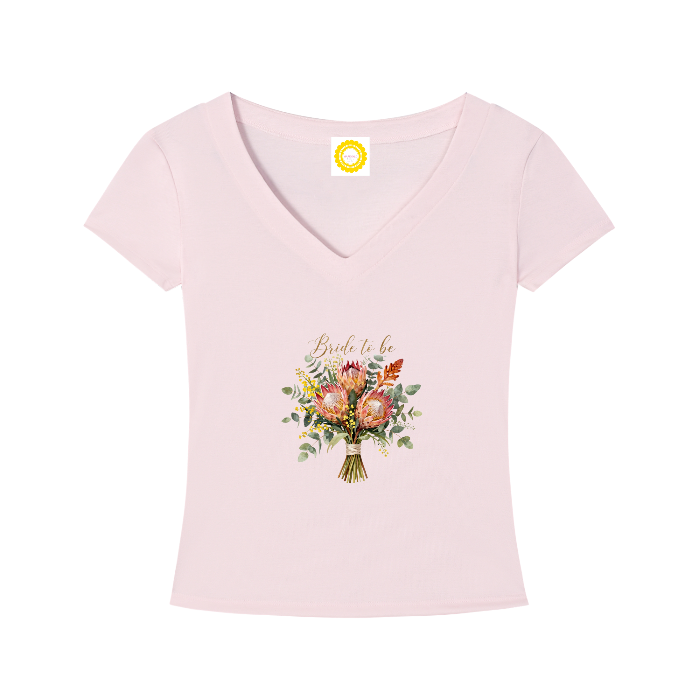'Bride to be' Aussie Posy Tencel Slim Fit V-Neck T-Shirt - MARIGOLD COLLECTIONS AUSTRALIA