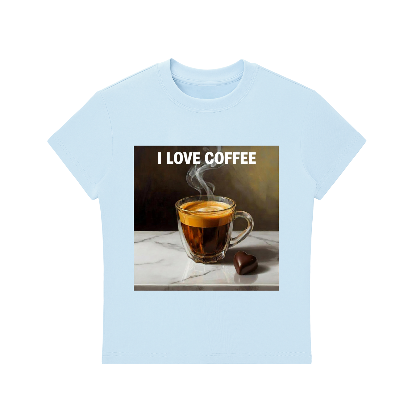 'I LOVE COFFEE' Essential Bodycon Crewneck T-Shirt - MARIGOLD COLLECTIONS AUSTRALIA