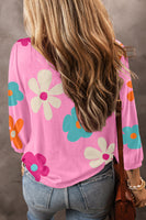 Rose Cute Flower Print Bracelet Sleeve Top