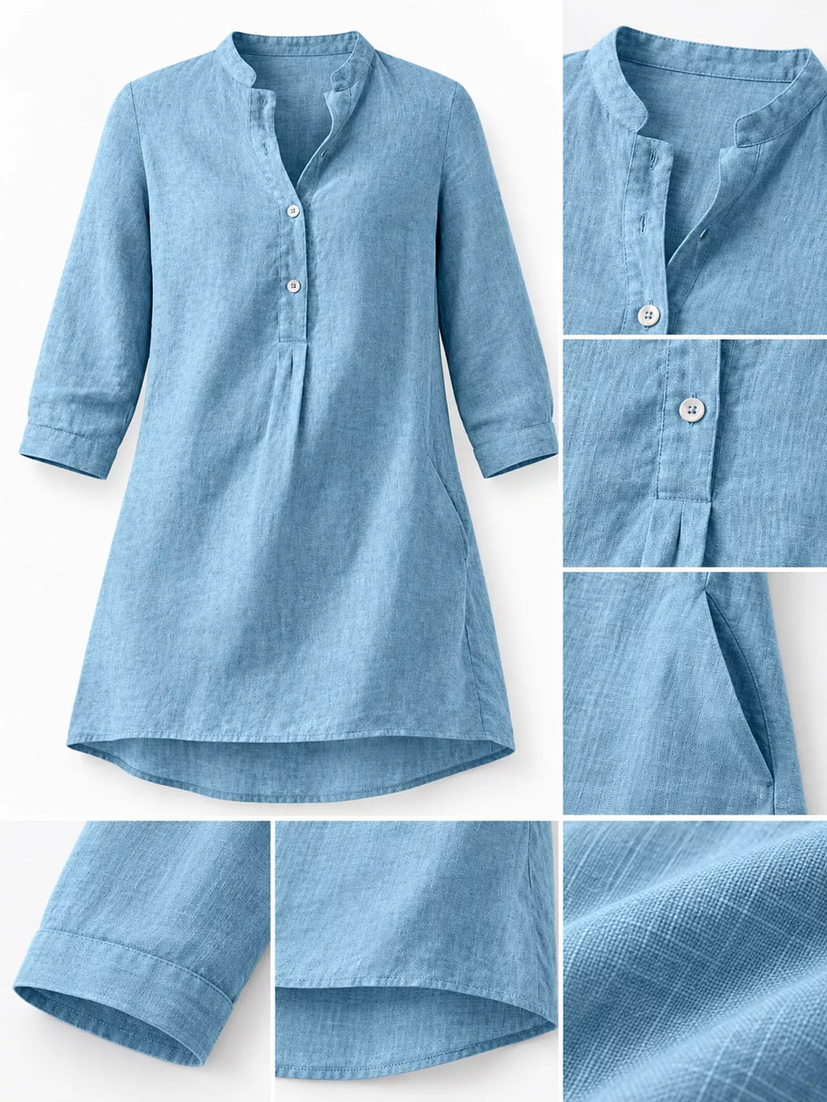 Marigold Collections Australia half button pocketed 3/4 sleeve blouse with a relaxed fit and stylish details.