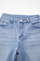 Beau Blue Mineral Wash Raw Hem High Waist Flared Jeans