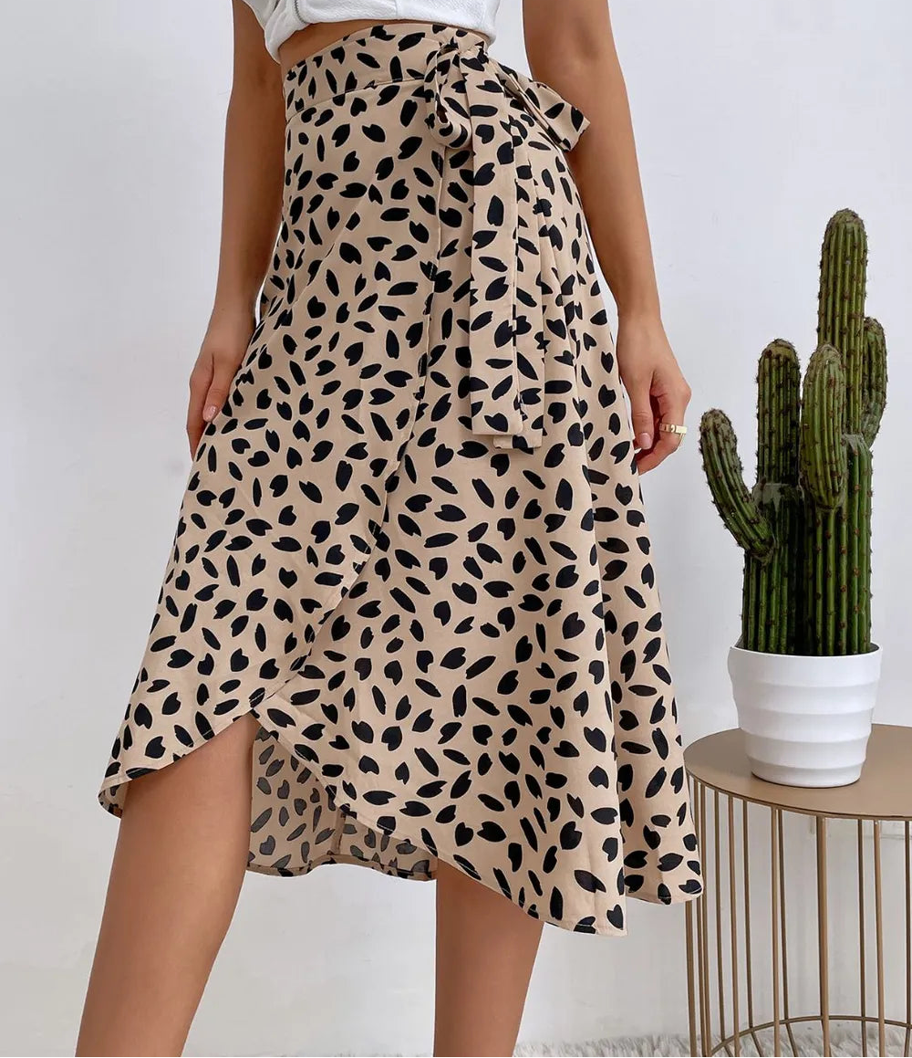 Abstract Leopard Print Wrap Skirt