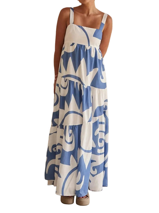 Abstract Print Maxi Dress