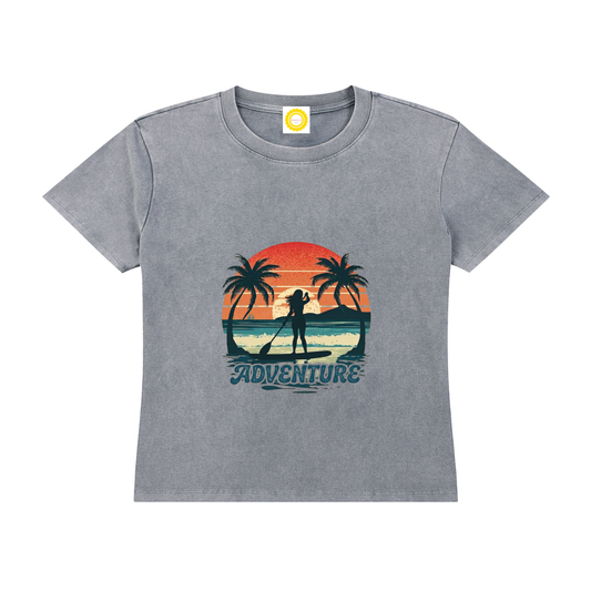 'Adventure' Vintage Wash Drop Shoulder T-shirt