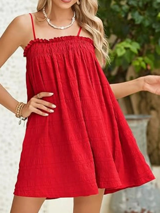 Baby Doll Mini Cami Dress red
