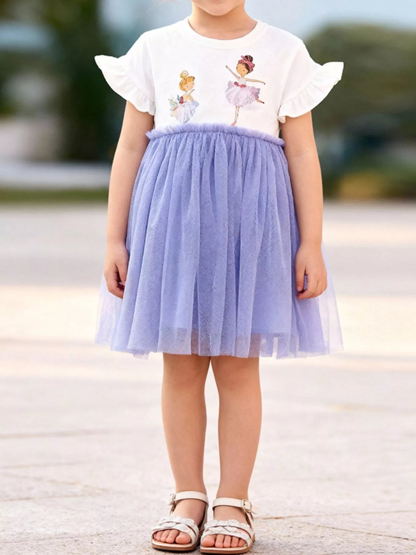 Ballerina/Fairy Ruffle Sleeve Tulle Dress