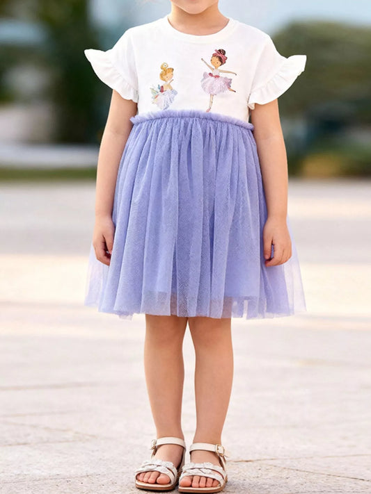 Ballerina/Fairy Ruffle Sleeve Tulle Dress