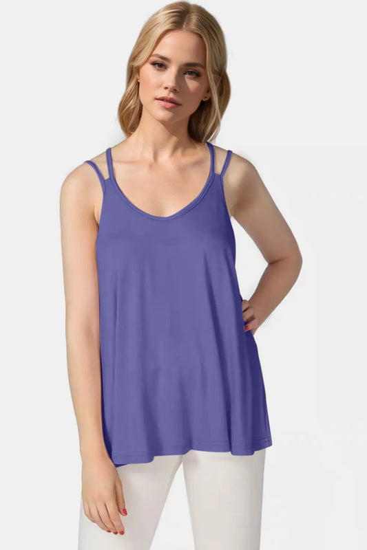 Bamboo Scoop Neck Double Spaghetti Straps Tank Top