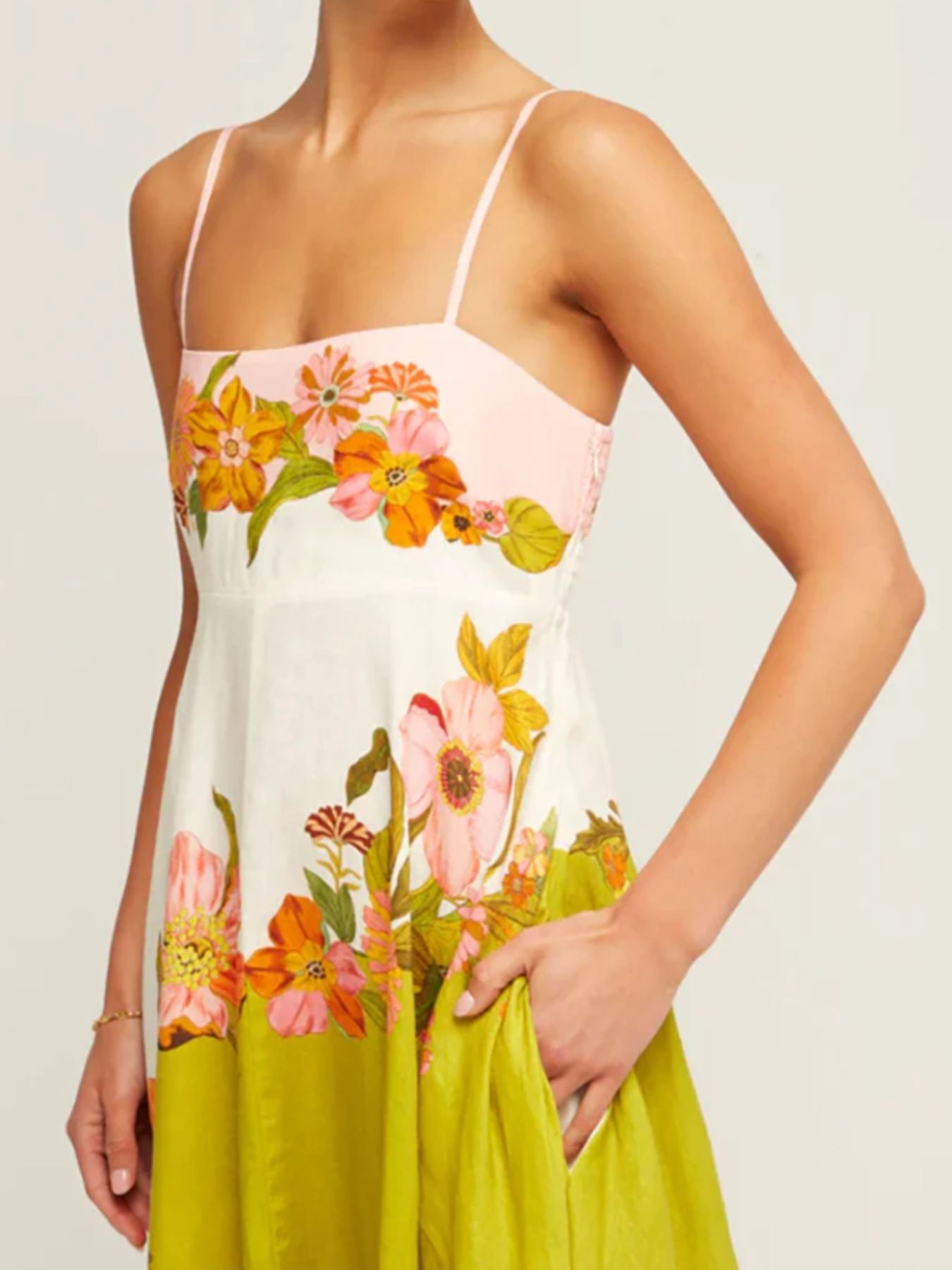 Floral Gradient Print Maxi Cami Dress - MARIGOLD 