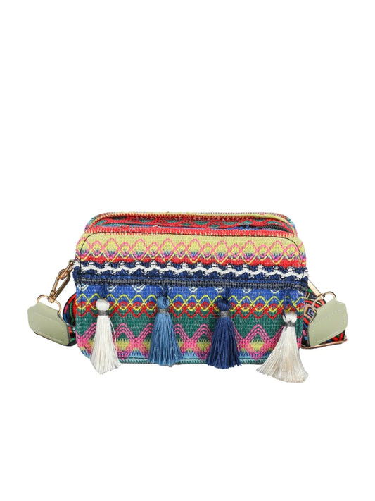 Bohemian Tassel Trim Crossbody Bag