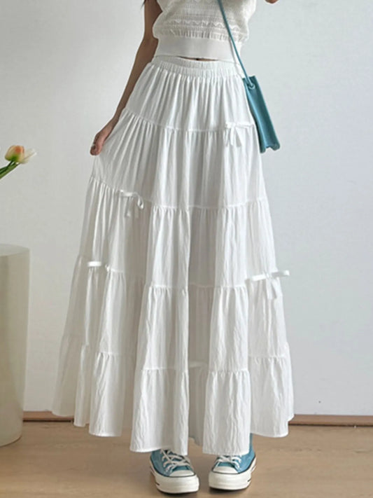Bow Detail Tiered Maxi Skirt