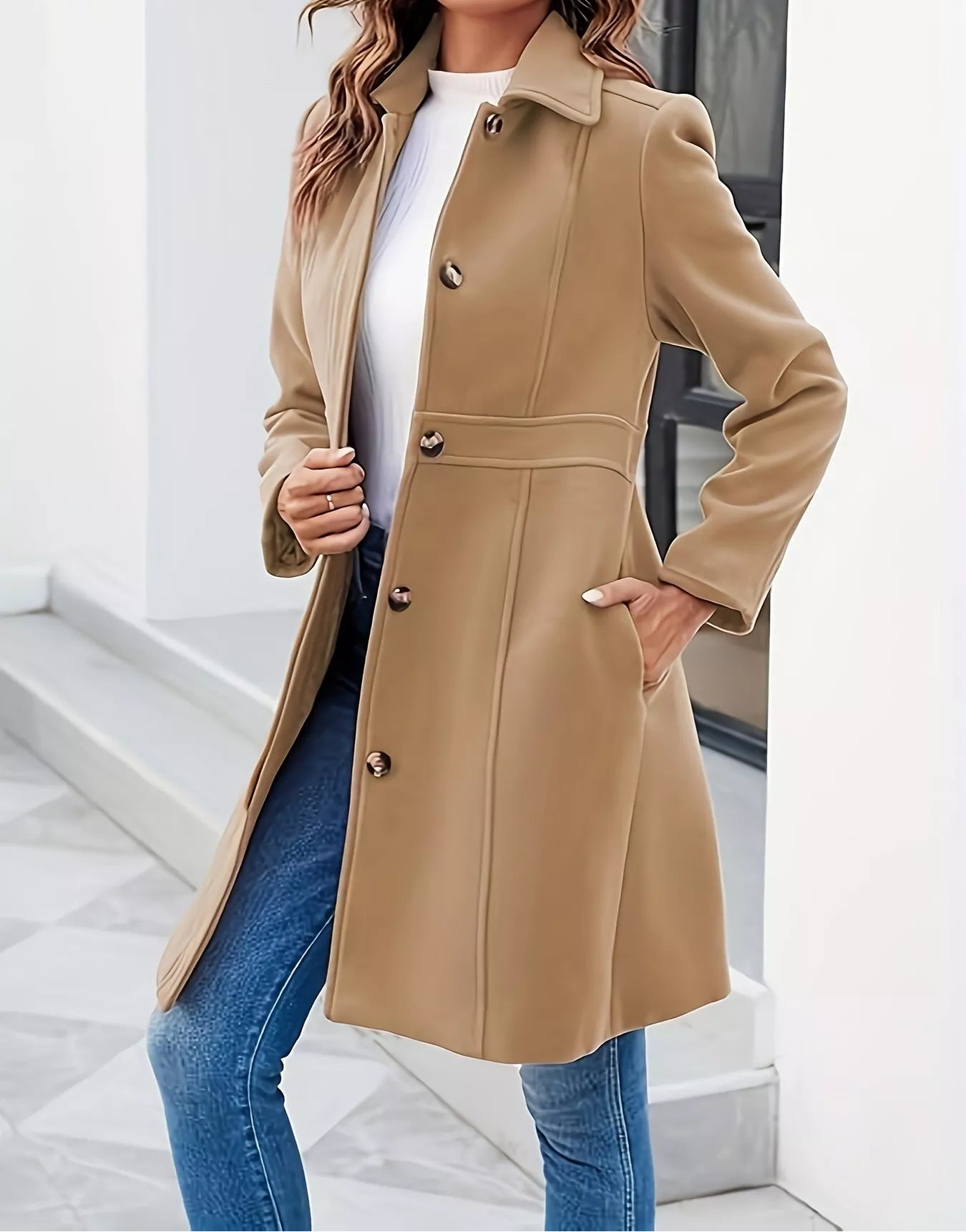 Button-Down Collared Vegan Wool Coat