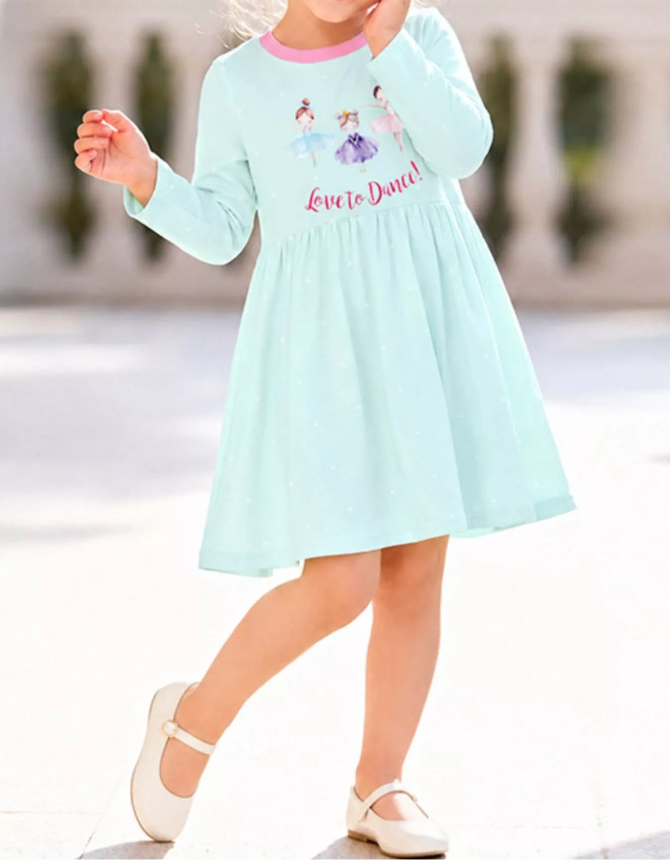 Children‘s Ballet Dancer Print Long Sleeve Dress