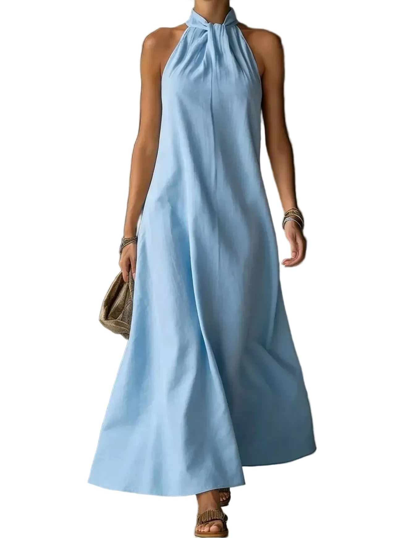 Cleo Halter Neck Maxi Dress Blue