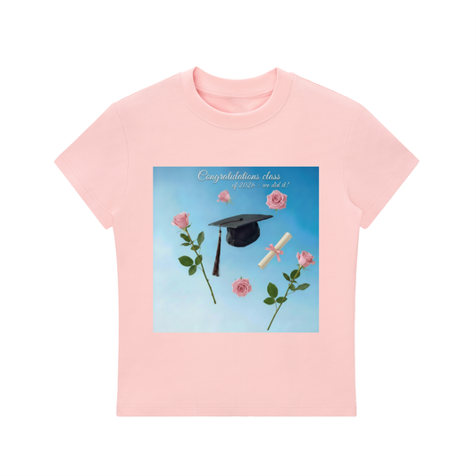 'Congratulations class of 2026 -we did it!' Essential Bodycon Crewneck T-Shirt Pink