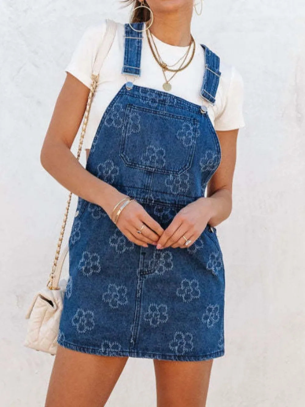 Denim Pinafore Dungaree Mini Dress