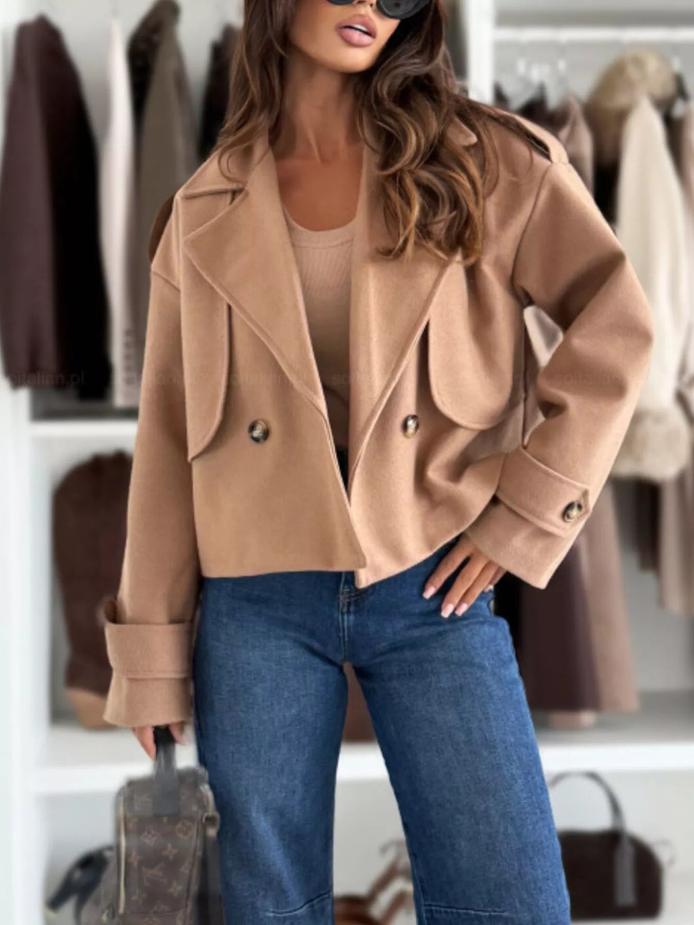 Double-Breasted Cropped Outerwear