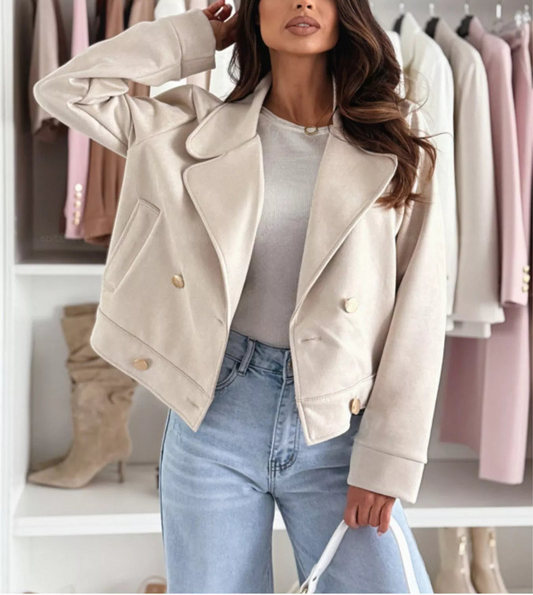 Double-Breasted Lapel Collar Jacket