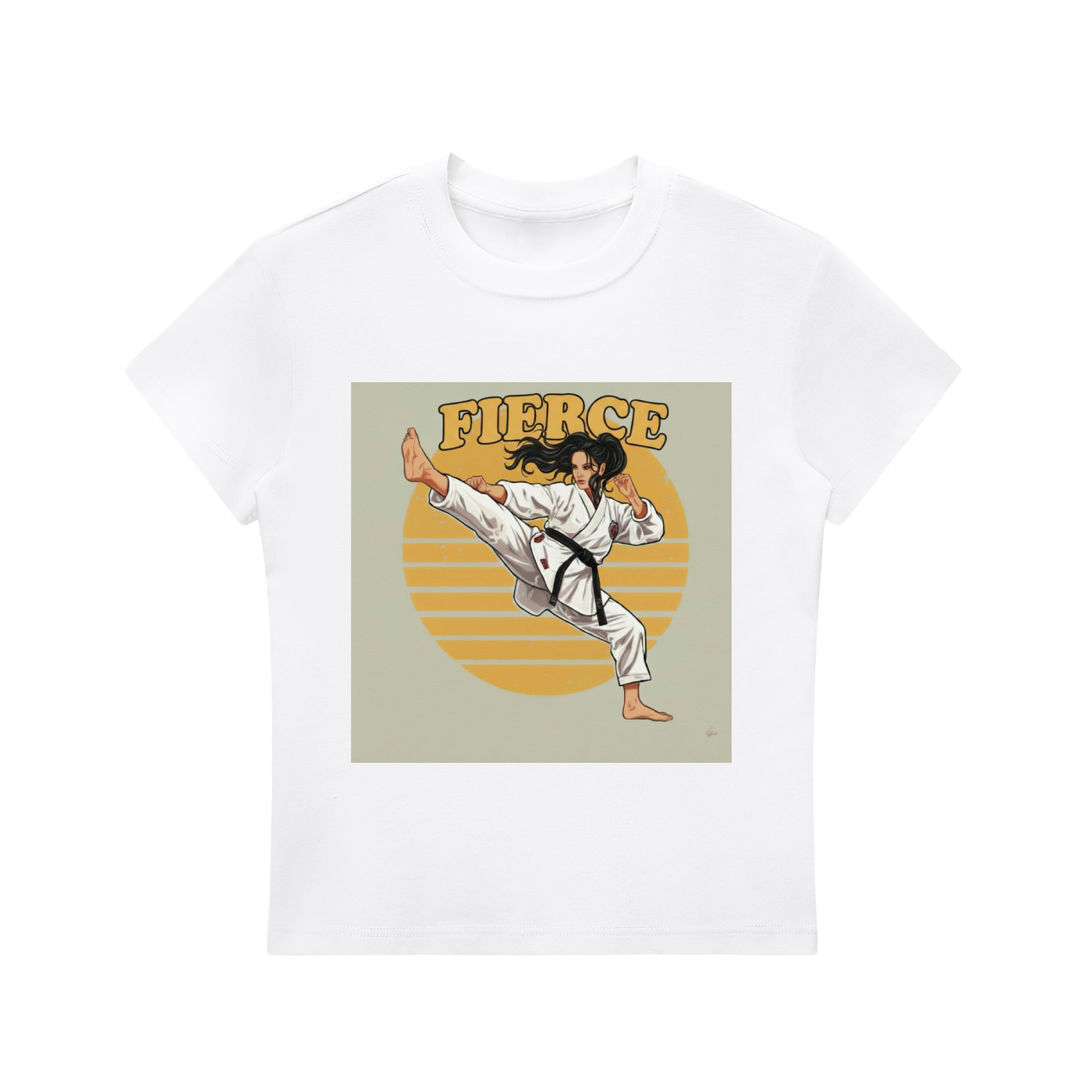 'FIERCE' Essential Bodycon Crewneck T-Shirt White