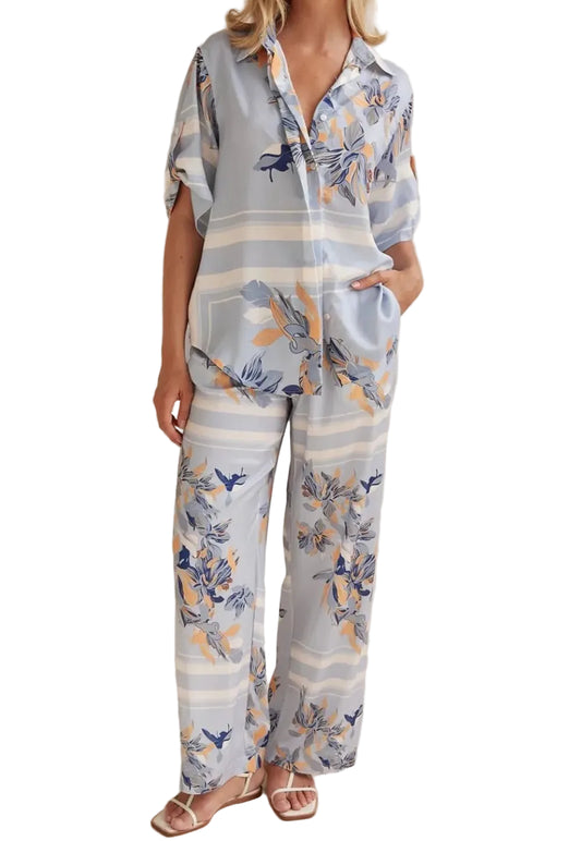Floral Contrast Co-ord Set — Resort-Ready Shirt & Pants