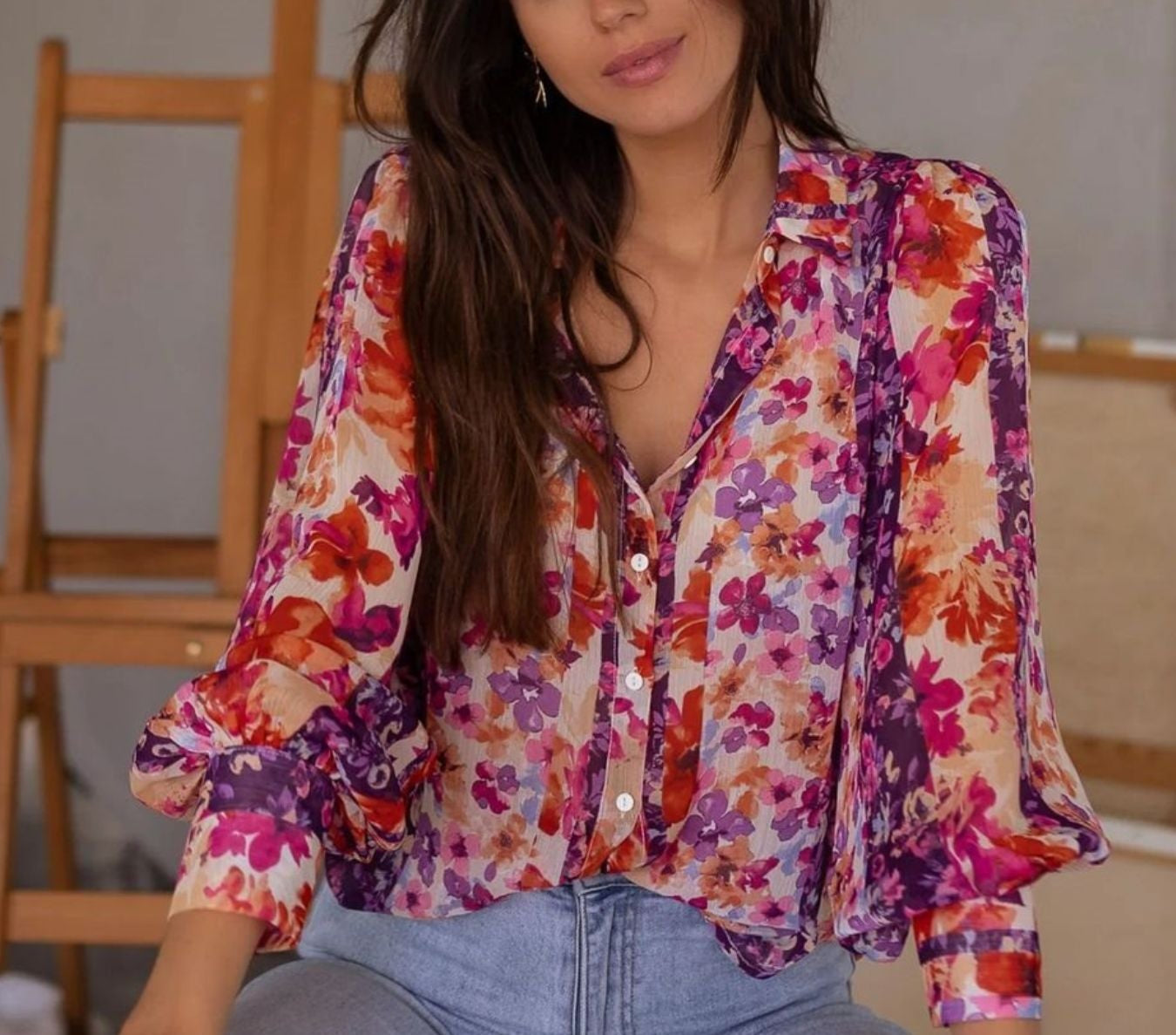 Floral Print Button Up Shirt