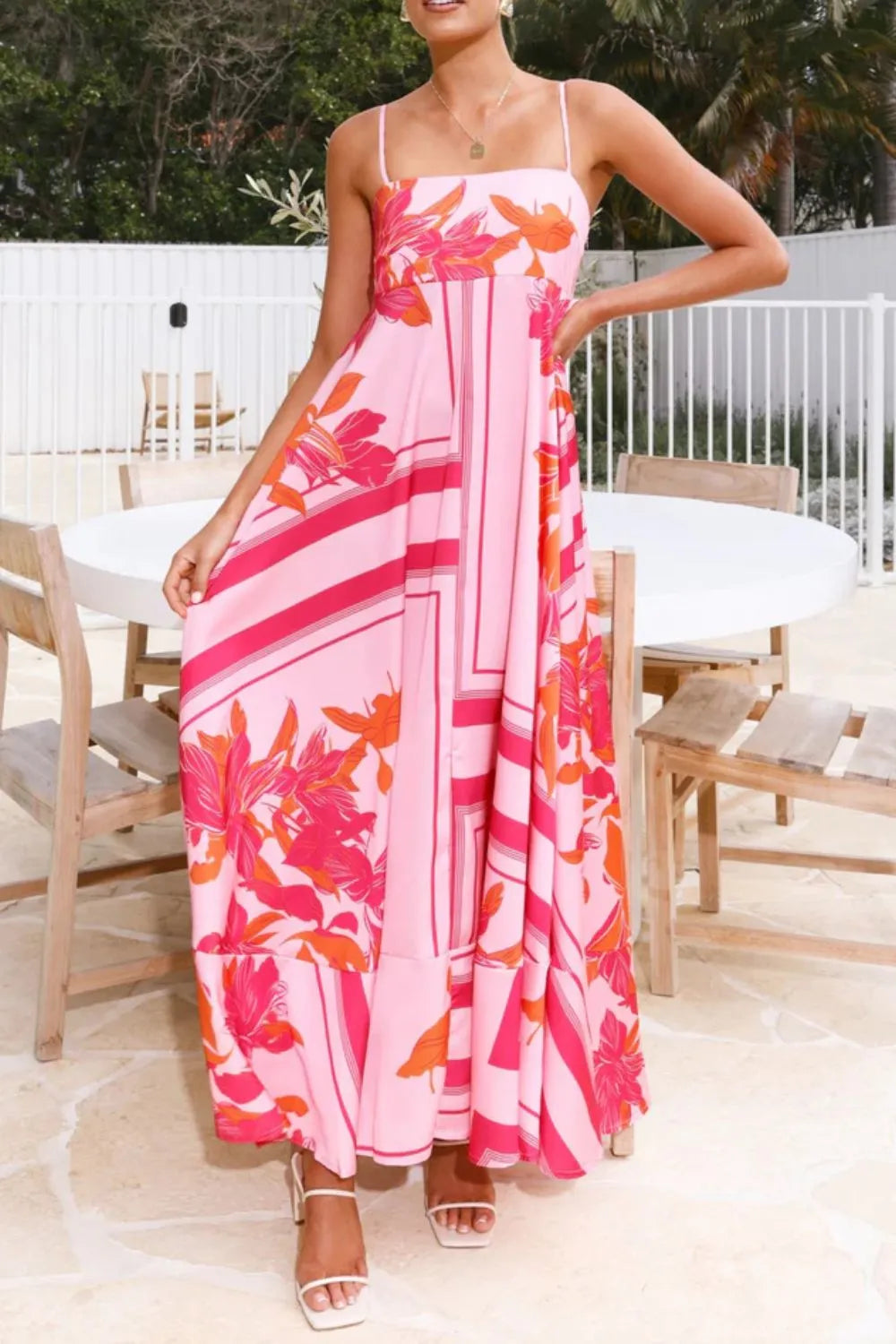 Floral Print Cami Maxi Dress red