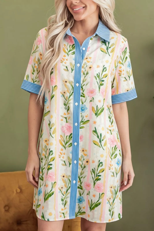 Floral Print Shirt Dress