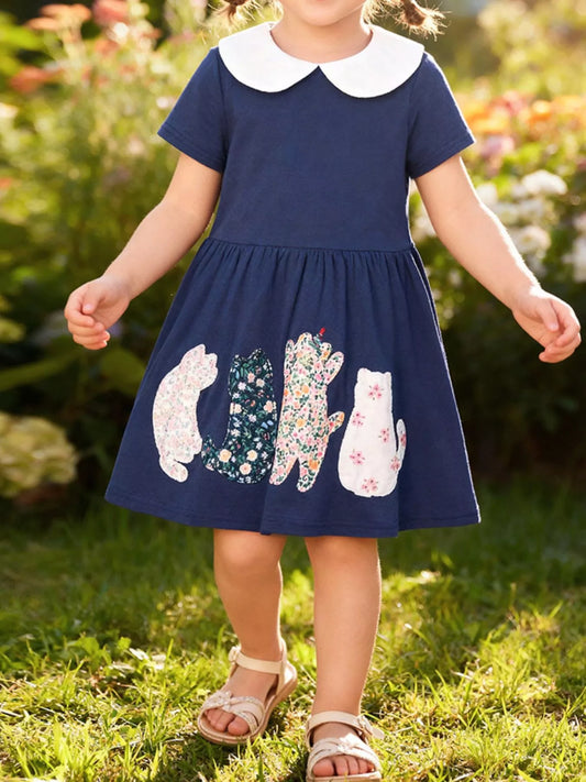 Flower Cat Peter Pan Collar Dress