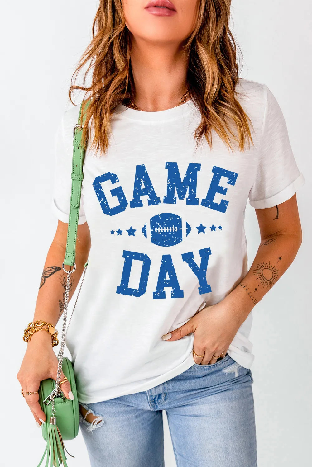 GAME DAY Graphic Tee Round Neck Short Sleeve T-Shirt