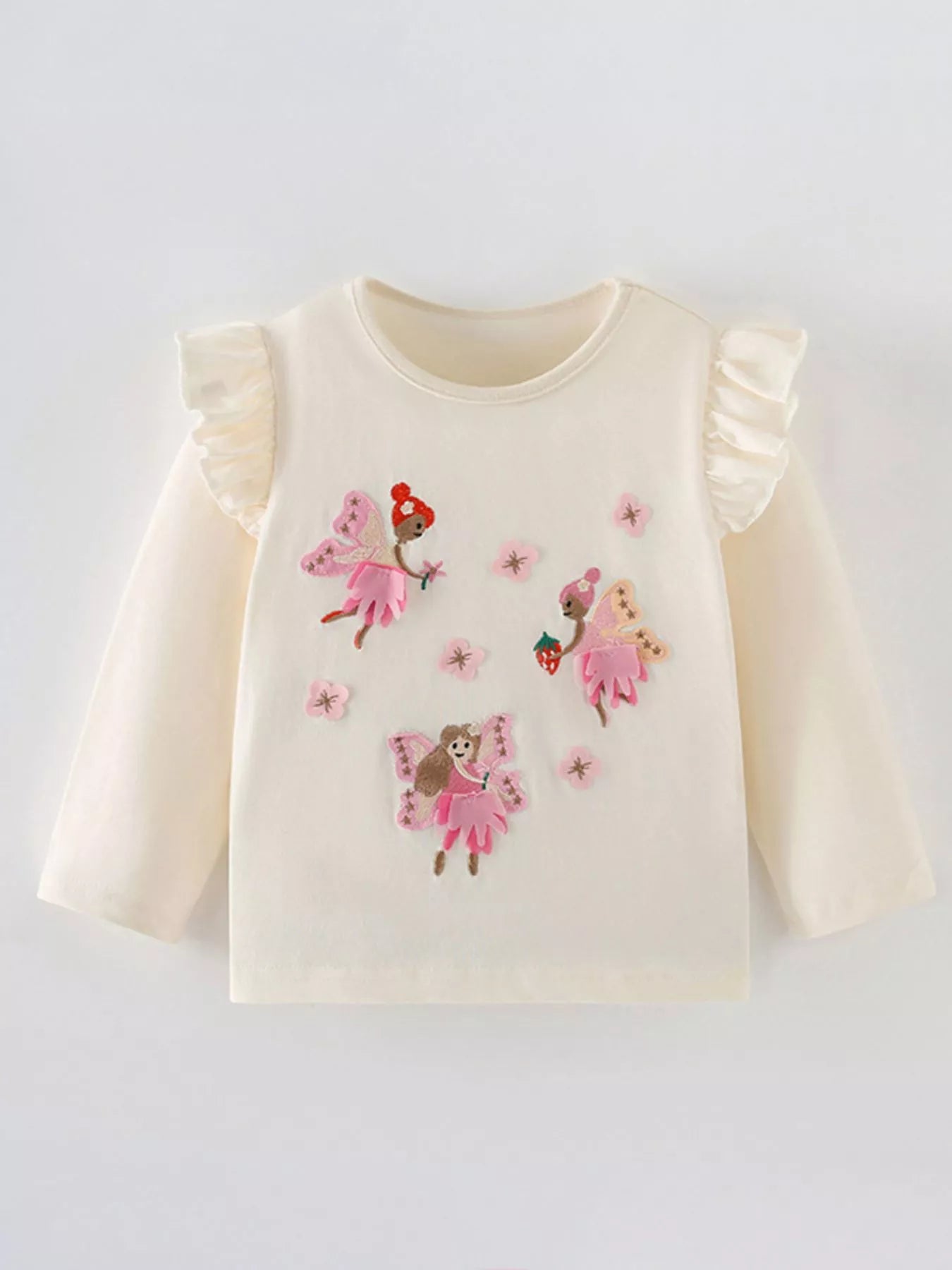 Girls Fairy Embroidered Long Sleeve T-Shirt - Kids Cotton Fairy Top