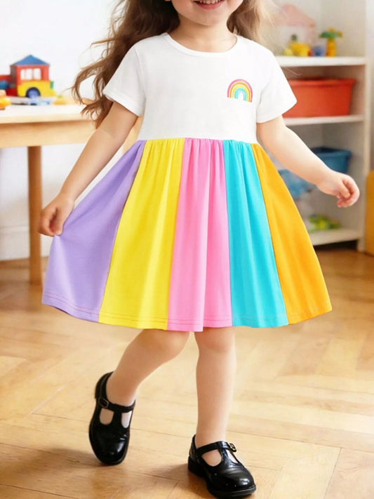 Girls’ Rainbow Striped Dress