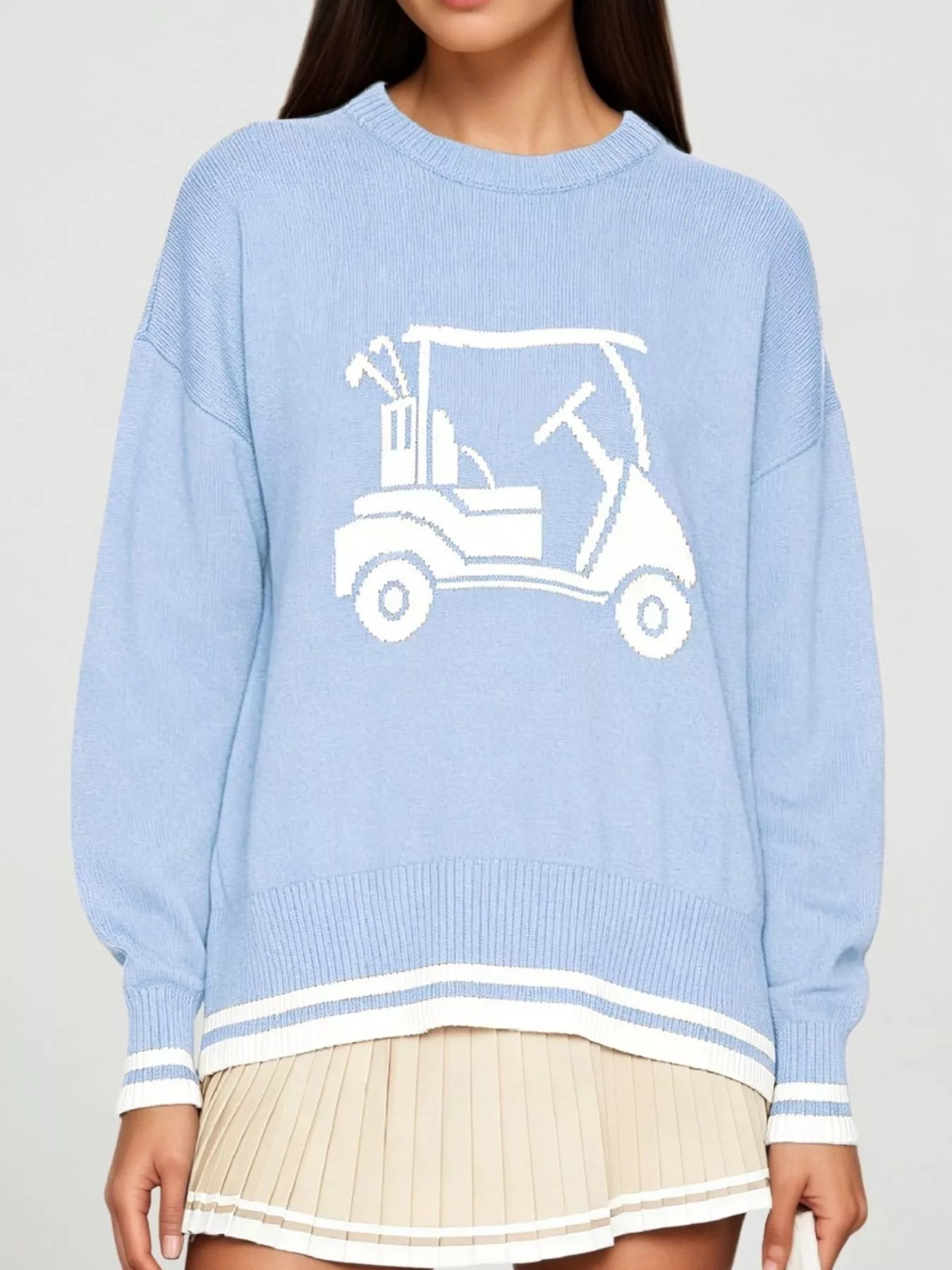 Golf Cart Graphic Dropped Shoulder Sweater