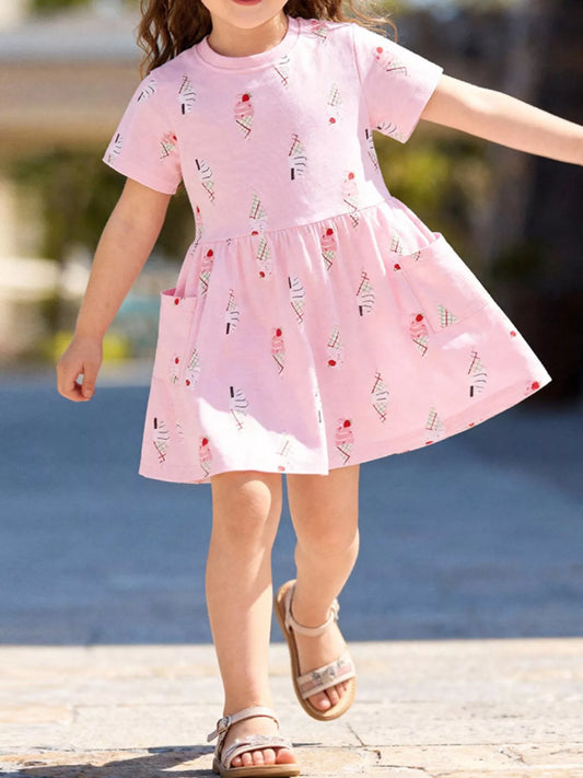 Ice Cream Print Dress with Pockets
