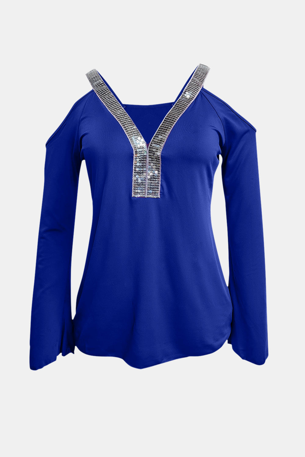 Sequin V-Neck Cold Shoulder Top - MARIGOLD COLLECTIONS AUSTRALIA