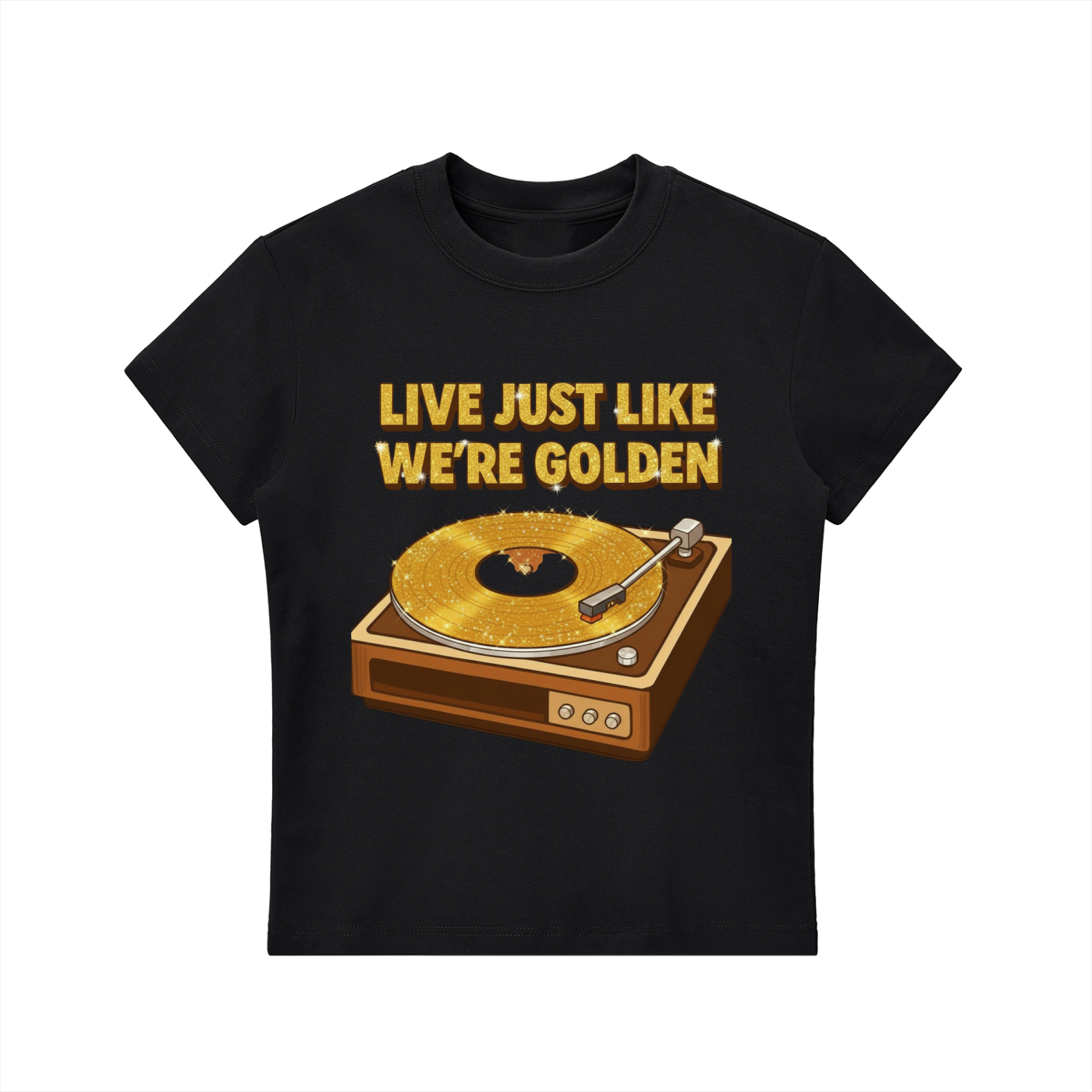 'LIVE JUST LIKE WE'RE GOLDEN' Essential Bodycon Crewneck T-Shirt