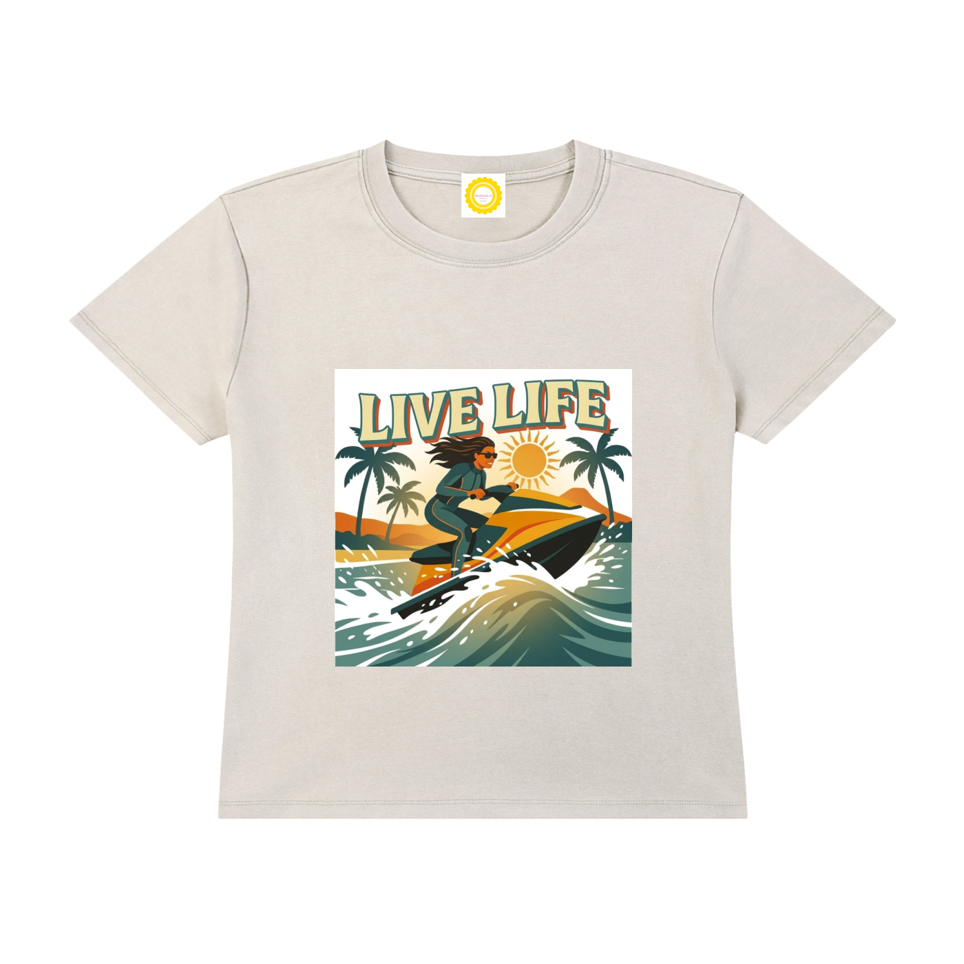 'LIVE LIFE' Vintage Wash Drop Shoulder T-shirt