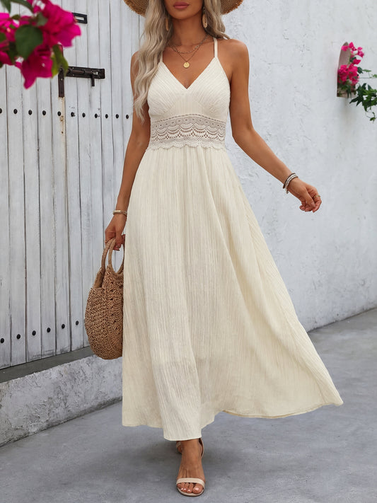 Lace-Trim V-Neck Cami Maxi Dress